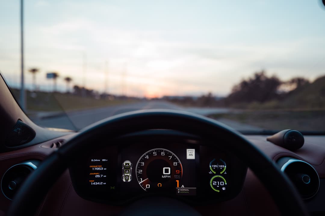Driver's dashboard of a Mclaren 570s